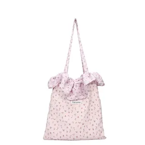 Sac fourre-tout à fleurs avec volants en mousseline, grande capacité pour l'été