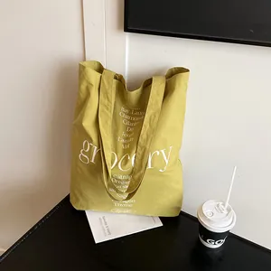 Bolso Tote Grande de Lona para Mujer con Estampado de Letras Minimalista Lista de Hierbas Bolso de Hombro para Compras Diarias