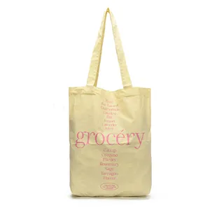 Bolso tote de lona minimalista con estampado gráfico rosa de hierbas y comestibles