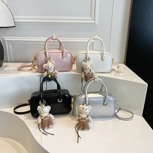 Chic Boston handbags in four colors with teddy bear charms for summer fashion