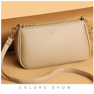 Retro Litchi Texture PU Leather Shoulder Bag For Women Large Capacity Crossbody Bag With Deer Head Metal Logo Messenger Bag