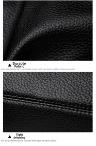 Detail aus abriebfestem schwarzem Leder mit Lychee-Struktur und engen Parallelnaht