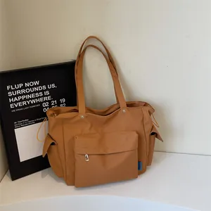Large Capacity Canvas Tote Bag For Women Workwear Multi Pocket Shoulder Bag Casual Handbag For Daily School Travel Commute