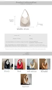 Detailed chart showing bucket tote bag dimensions and multi-color woven texture options