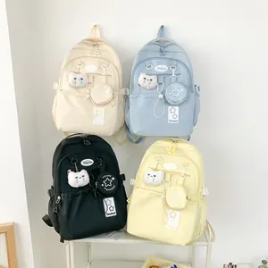 Sacs à dos scolaires mignons style coréen avec breloques étoiles et pendentifs chaton