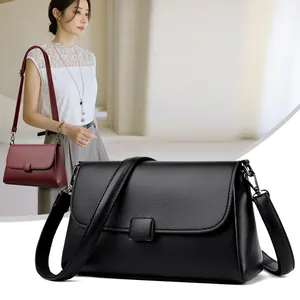 Damen Mode PU Leder Umhängetasche Lychee Textur Kleine Quadratische Schultertasche Umschlagdeckel Casual Messenger Bag Zum Einkaufen