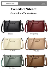 Detailed grid view showing six colors of lychee grain leather crossbody bags for women