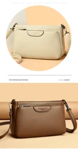 Detail of lychee pattern leather shoulder bag with vintage metal zipper and adjustable strap