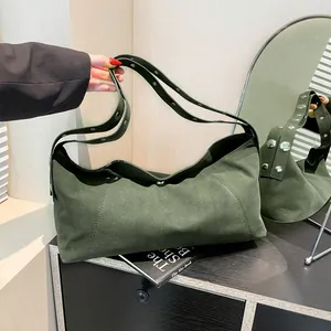 Vintage Ματ Τσάντα Hobo Μεγάλης Χωρητικότητας Για Γυναίκες Μόδα Τσάντα Ώμου Με Πριτσίνια Casual Καθημερινή Τσάντα Χειρός