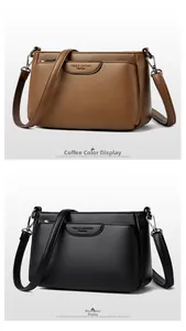 Detail of lychee pattern leather texture on brown and black crossbody clutch bags
