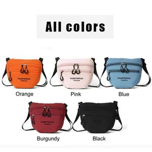 Women Nylon Crossbody Bag Lightweight Multi Pocket Travel Shoulder Bag Double Zipper Casual Trendy Water Repellent Daily