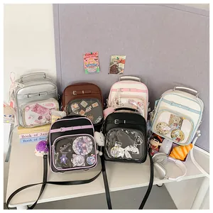 Multi-color PU leather ita bags with transparent PVC windows for displaying badges