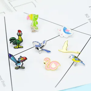 Japanische Cartoon Vogel Zinklegierung Emaille Brosche Flamingo Hahn Papagei Schwan Reversnadeln Für Kleidung Rucksack Dekoration Zubehör