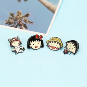 Niedliches japanisches Anime-Emaille-Pin-Set mit vier verschiedenen Mädchen-Motiven