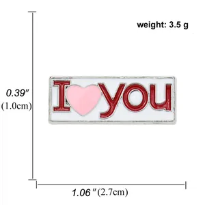 Cute cartoon I Love You enamel brooch pin with pink heart for bags and clothing décor