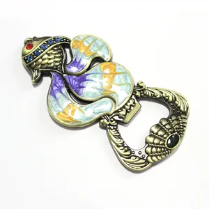 Artistic grape-shaped zinc alloy beer bottle opener with colorful enamel and rhinestones