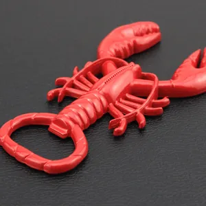 Creative red lobster shaped metal alloy bottle opener with vintage painted finish