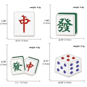 Vue détaillée montrant les dimensions et le poids des broches en émail sur le Mahjong