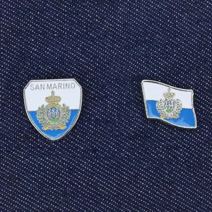 San Marino National Flag Emblem Zinc Alloy Enamel Brooch Pin Vintage Shield Wave Flag Shape Badge For Travel Souvenir Daily Accessory