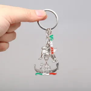 Venice Souvenir Keychain Zinc Alloy Gondola St Mark Lion Italian Flag Theme Metal Key Ring For Travel Gift Memory Jewelry