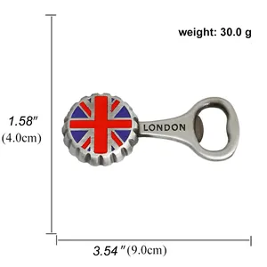 Ouvre-bouteille avec drapeau britannique et gravure London souvenir magnétique en métal