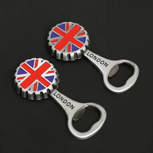 Décapsuleurs drapeau britannique avec gravure London sur fond texturé noir