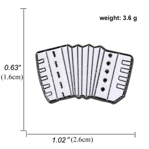 Detailed dimensions of the white accordion enamel brooch badge with 2.6cm width