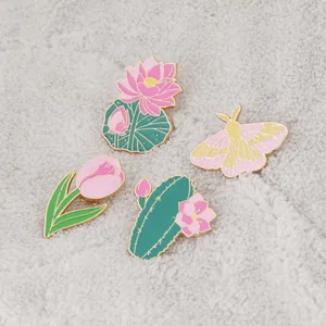 Enamel Tulip Cactus Lotus Butterfly Brooch Pin Zinc Alloy Flower Jewelry Accessories For Women Fashion Suit Decoration Gift