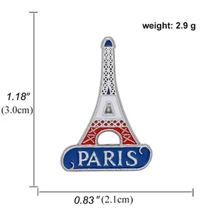 Detail of Paris Eiffel Tower enamel pendant with measurements of 3.0cm height and 2.1cm width
