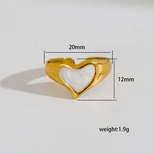 Minimalist gold heart open ring with white enamel star inlay and dimensions weight