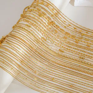 Collana in Acciaio Inossidabile Placcato Oro 18K per Donna Minimalista Serpente Figaro Corda Catena di Perline Gioielli Regalo