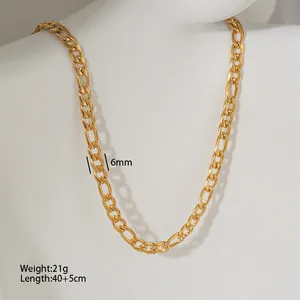 Dettaglio della collana a catena Figaro dorata da 6mm con maglie e misure in vista