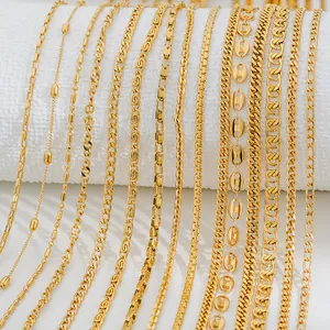 Collana a Catena in Acciaio al Titanio Placcato Oro 18K per Donna Minimalista Catena Figaro Curb Cubana Gioielli