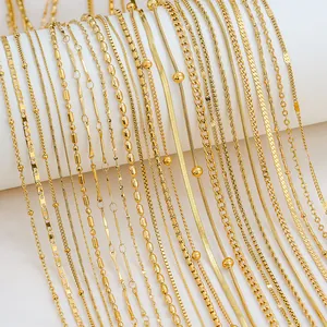 Selection of minimalist 18K gold plated stainless steel necklaces in various chain styles