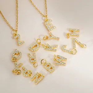 Fashion Gold Plated Stainless Steel Letter Pendant Necklace With Zirconia For Women 26 Initial Alphabet Choker Jewelry Gift