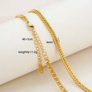 Detail view of 18K gold plated stainless steel curb chain with lobster clasp and extension