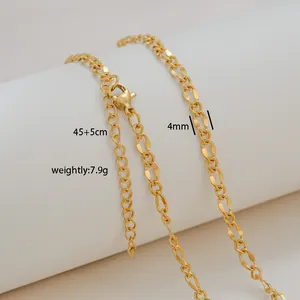 Macro view of 18K gold-plated stainless steel chain with 45cm length and lobster clasp