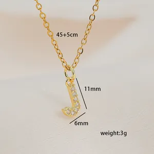 Detailed size specifications for the gold cubic zirconia letter J pendant necklace