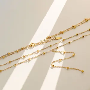 Elegant gold satellite chain necklace with S925 sterling silver stamp and adjustable clasp