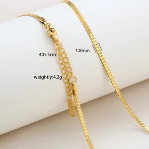 Macro shot of 1.8mm gold plated stainless steel snake chain with lobster clasp detail