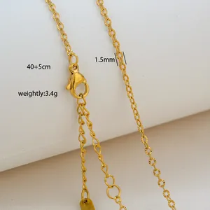 Macro view of 18K gold plated stainless steel O-chain with lobster clasp and extension