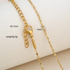 Detail of 1mm gold snake chain with lobster clasp and adjustable 45+5cm length