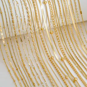 Selection of minimalist 18K gold plated stainless steel chains in various link styles