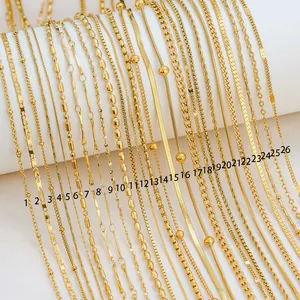 Collection of 26 18K gold plated stainless steel necklaces in various chain styles