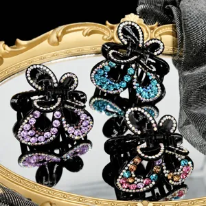 Pince à Cheveux Papillon Élégante Avec Strass Accessoire de Cheveux en Acrylique Scintillant pour Femme Pince à Cheveux Mode