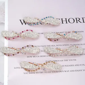 Vintage Alloy Rhinestone Hair Clip Elegant Crystal Bowknot Flower Spring Clip For Women Bridal Wedding Party Hair Accessories