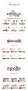 Detailed close-up of Korean style rhinestone bow hair clips in multiple elegant colors