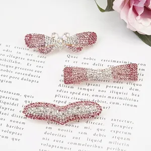 Pinza para el Cabello de Strass Elegante Corazón Mariposa Lazo Resorte Aleación de Zinc Color Degradado Accesorios para Mujer