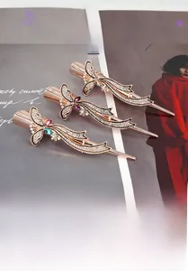 Détails de pinces à cheveux or rose avec strass colorés et gemmes en résine éclatantes