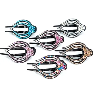 Barrettes à Cheveux Vintage avec Strass pour Femmes Elégant Pince à Cheveux en Acrylique Cristal Fleur Oiseau Bijoux